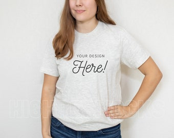 Bella Canvas 3001 Mockup, Bella Canvas Natural T-Shirt Mockup, Model Mockup, 3001 Mockup, Bella Canvas Mockup, Heather Prism Natural Shirt