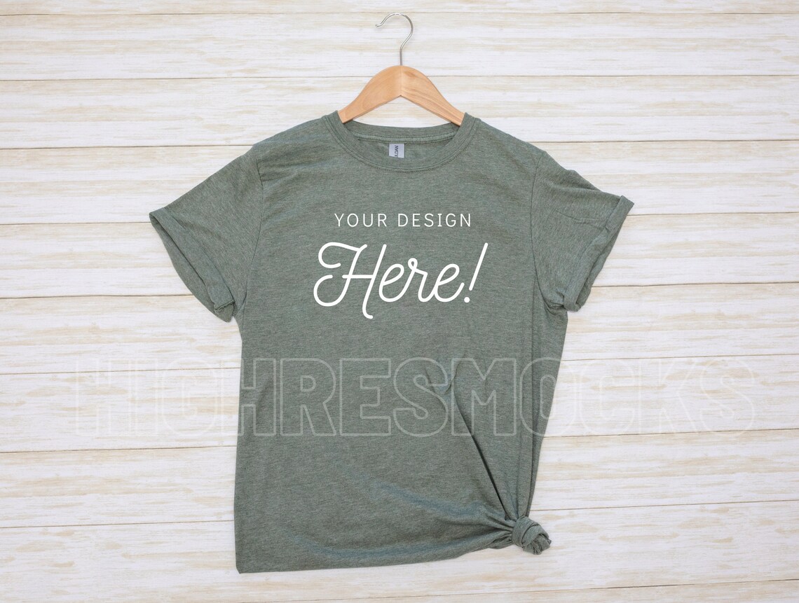 Download Gildan 64000 Mockup Gildan Military Green Tshirt Mockup | Etsy