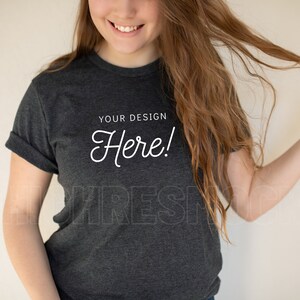 2- Pack Bella Canvas 3001 Dark Heather Grey Mockup | Dark Heather Grey T-shirt Mockup | 3001 Mockup | Bella Canvas Mockup | Model Mockup