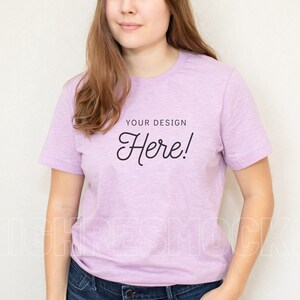 Bella Canvas 3001 Mockup, Heather Lilac Shirt Mockup, Bella Canvas Lilac Shirt, Bella Canvas Mockup, Model Mockup, Tshirt Mockup