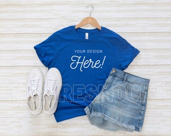 Bella Canvas 3001 True Royal Tshirt Mockup | Bella Canvas 3001 Mockup | Royal Tshirt Mockup | Flatlay Bella Canvas Mockup | Summer Mockup