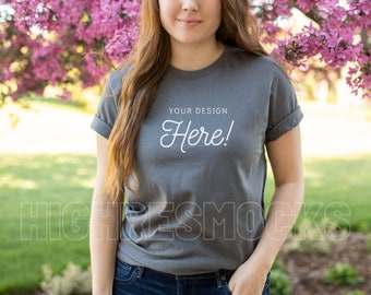 Bella Canvas 3001 Mockup | Asphalt Grey T-Shirt Mockup (Digital Download)