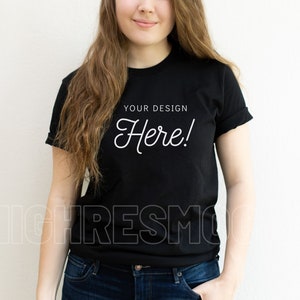 Bella Canvas 3001 Black Shirt Mockup | Bella Canvas 3001 Mockup | Bella Canvas Mockup | Model Mockup | Black Tshirt Mockup | 3001 Black