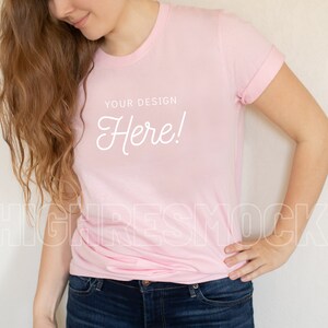 Bella Canvas 3001 Mockup | Bella Canvas Pink Tshirt Mockup | Pink Bella Canvas Tshirt Mockup | Model Mockup | Bella Canvas Model