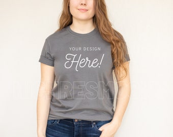 Gildan 64000 Mockup, Gildan Charcoal Grey Mockup, Gildan Grey Shirt Mockup, Model Mockup, Gildan Mockup, 64000 Mockup, Tshirt Mockup