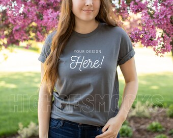 Bella Canvas 3001 Asphalt Mockup, Grey T-Shirt Mockup (Digital Image)
