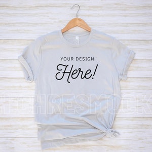 Bella Canvas Silver 3001 Tshirt Mockup | Bella Canvas 3001 Mockup | Flatlay Mockup | Tied Tshirt Mockup | Simple Mockup