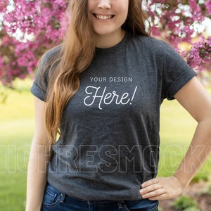 Heather Grey Bella Canvas Mockup | Grey Tshirt Mockup | Bella Canvas 3001 Mockup | Bella Canvas Mockup | Model Mockup | Heather Grey Bella