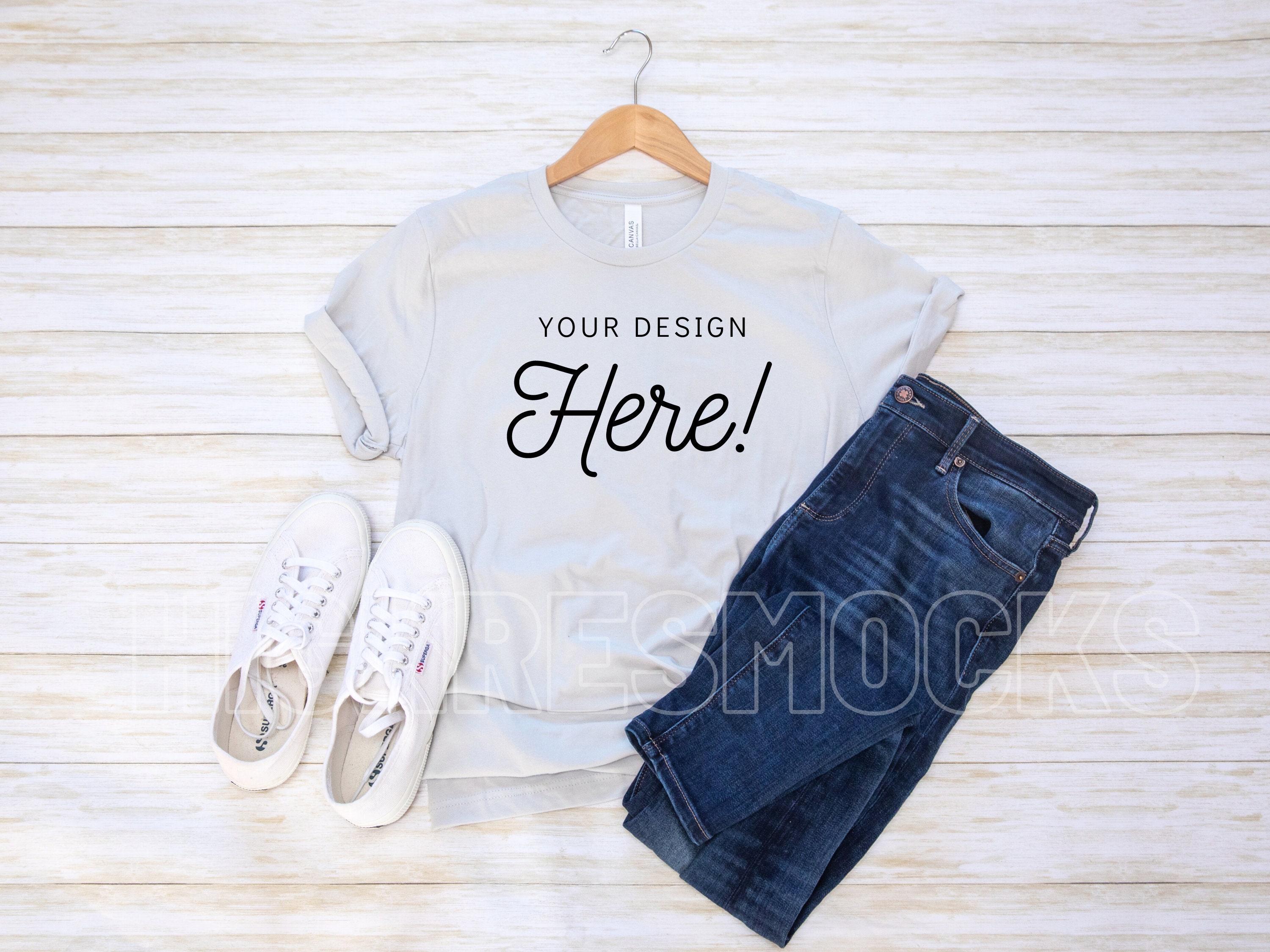 Bella Canvas Silver 3001 Flatlay Mockup / Bella Canvas 3001 Mockup ...