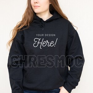 Gildan 18500 Mockup, Gildan Black Hoodie Mockup, Gildan Black Sweatshirt Mockup, Model Mockup, Black Hoodie Mockup