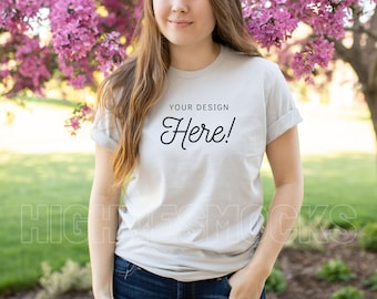 Bella Canvas 3001 Mockup, Silver Shirt Mockup, 3001 Mockup, Bella Canvas Mockup, Model Mockup, Silver Tshirt Mockup