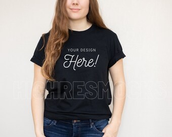 Gildan 64000 Black T-shirt Mockup (Digital Download)