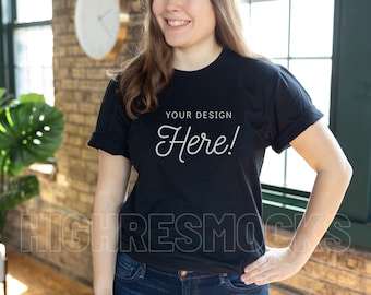 Gildan 64000 Black T-Shirt Mockup, High-Resolution (Digital Download)