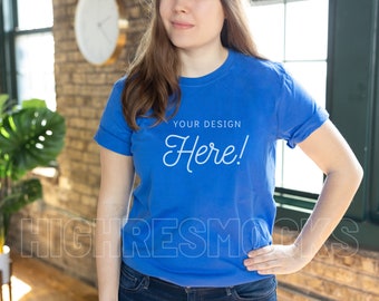 Gildan 64000 Royal Blue T-Shirt Mockup (Digital Download)
