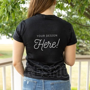 Gildan 64000 Mockup,  Gildan Back of Shirt Mockup, 64000 Mockup Black, Black Shirt Mockup, Model Mockup, Gildan Black Mockup