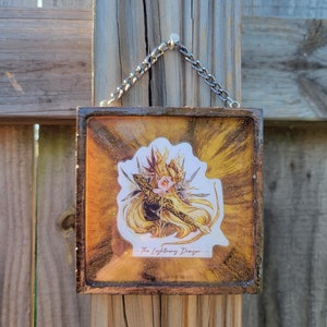 Bliksem elementaire draak decoratieve vierkante onderzetter. Met de hand gegoten of glanzende hars. Uniek cadeau
