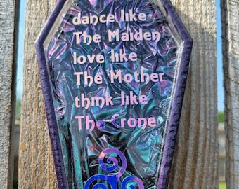 Witchy saying alter piece. Coffin trinket tray. Gothic table decoration.