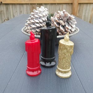 Resin candle set. Christmas. Xmas. Yule. Elegant decor. Gothic Christmas. Table decor. Mantle. Holiday display. Dorm room.