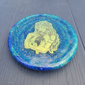 Mother Earth Resin Jewelry Dish: Glittery Gaia Altar Bowl