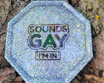 Pride Decor Tray: Hand-Poured Resin with Holographic Glitter