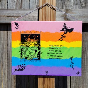 Rainbow Elf Queen Canvas Wall Hanging: Pagan Home Decor