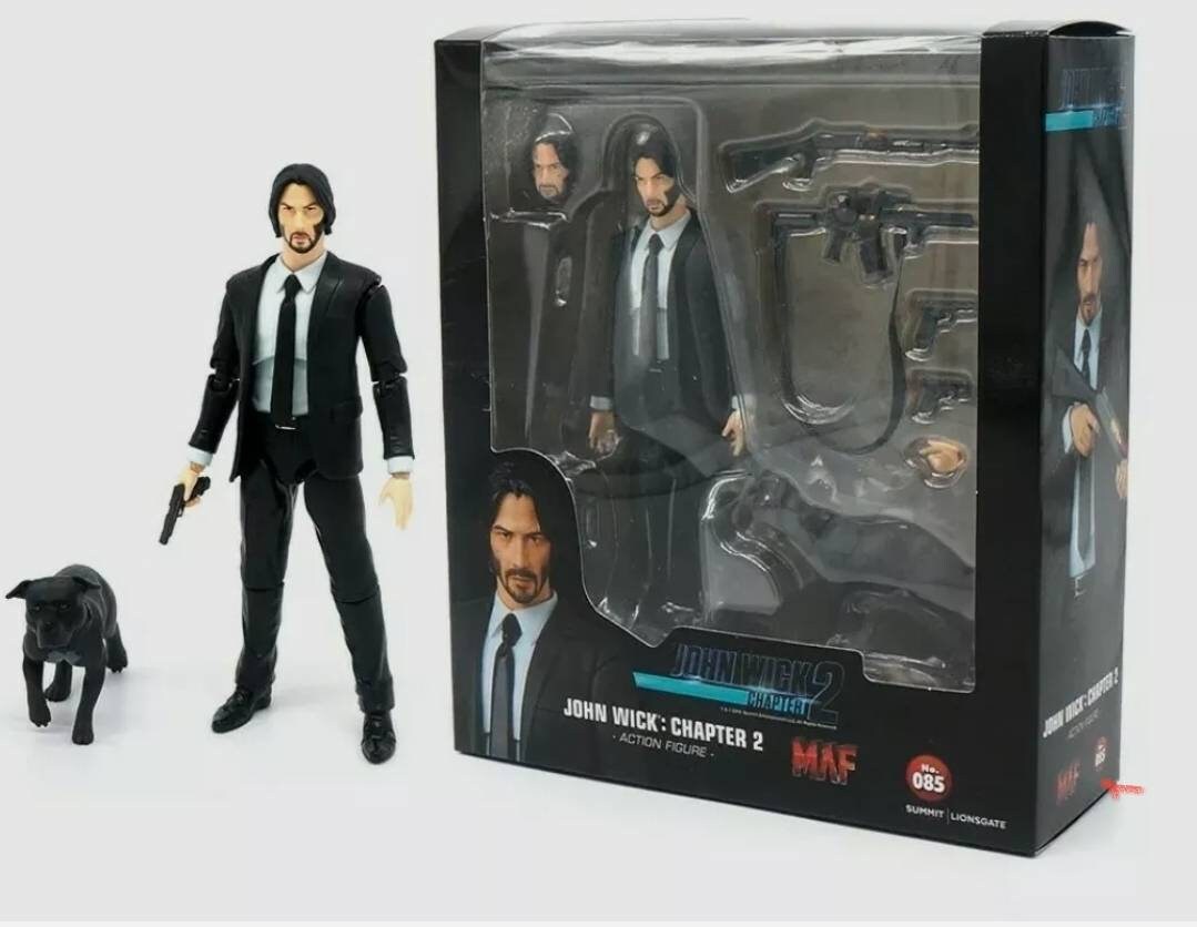 17cm John Wick Action Figures With Dog Anime Figure Mafex085 Keanu