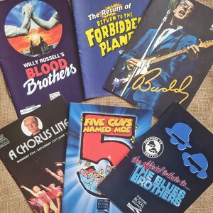 6 Vintage Musical Theatre Programmes from the late 90s - early 2000s - Brighton Theatre Royal - Blood Bros. A Chorus Line, Buddy, & more...