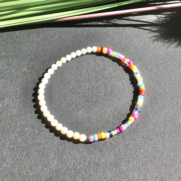COLORFUL ROCAILLES PEARL BRACELET or anklets made of shell beads | Boho | Colorful bracelet | Colorful footband | Rocailles Anklet