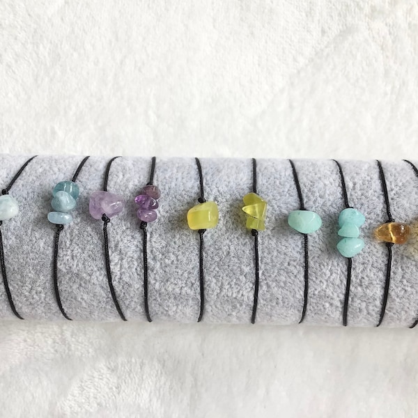 Edelstein Armband | Edelstein Splitter | Gemstone Bracelet | Minimalistisch | Amazonit | Amethyst | Aquamarin  | Citrin | Jade Armband