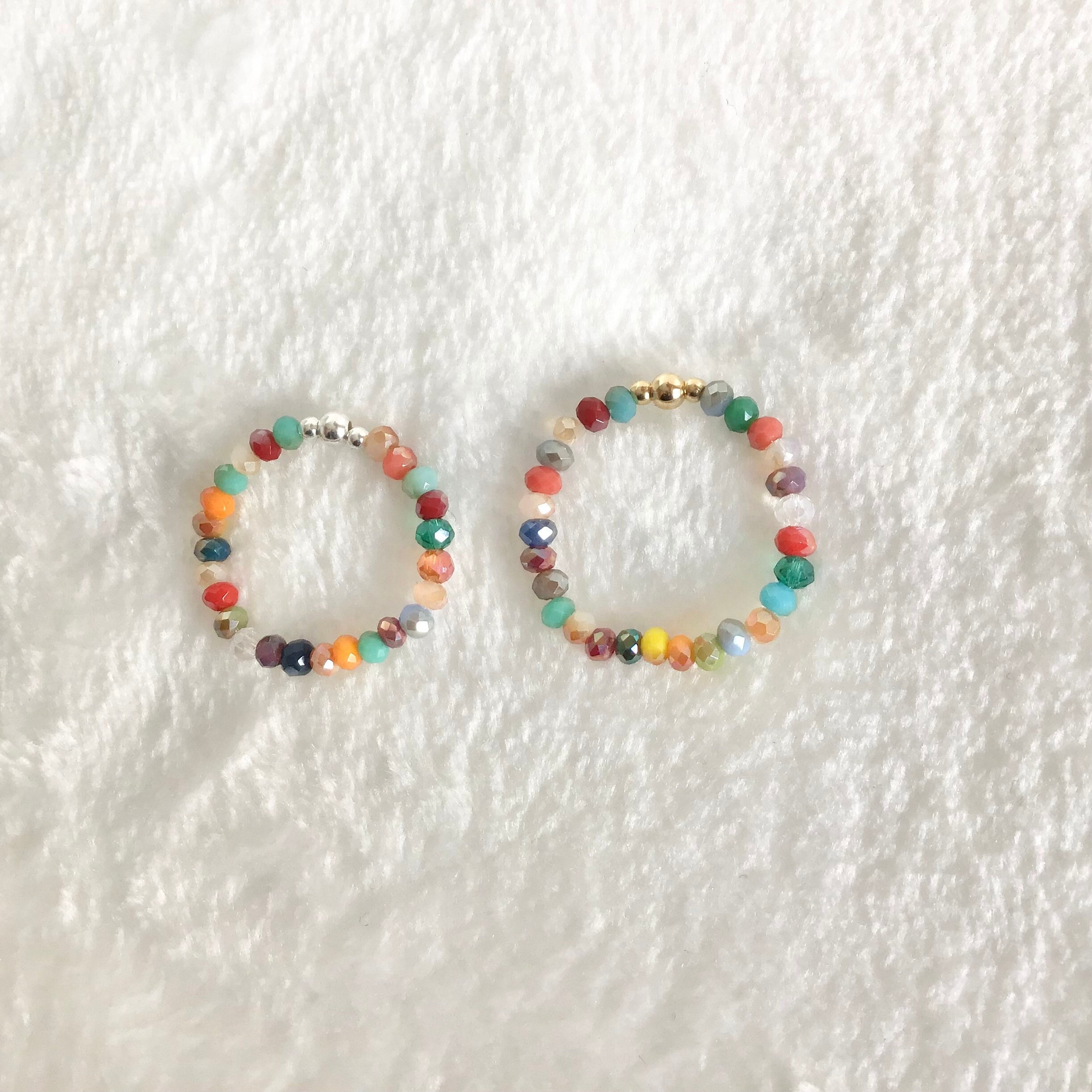 Gold ring, silver ring, colorful ring, 925 sterling silver beads, birthday gift, small souvenir, small gift