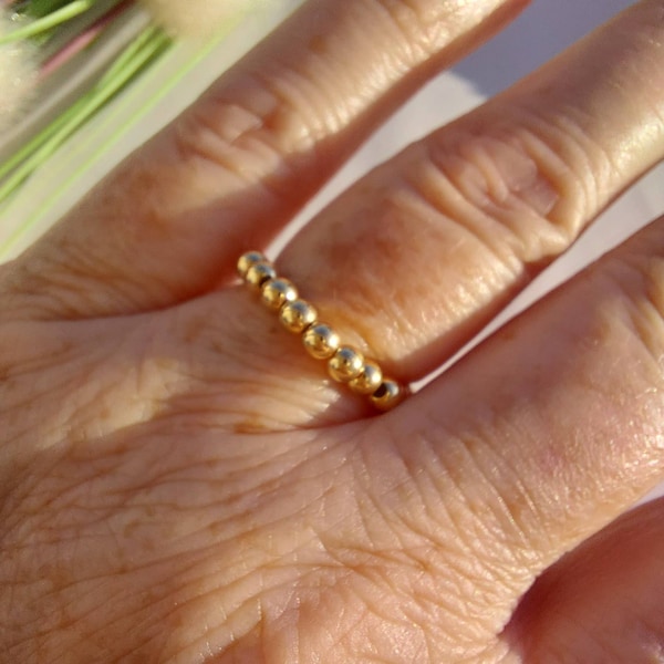 GOLD RING ball ring 925 SILVER BEADS gold plated stacking ring, gold ring, gift for women
