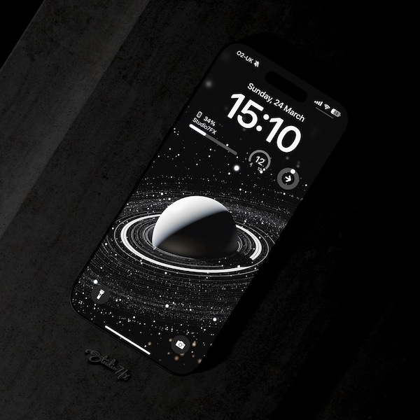 Planet X Space Stars Ring Black White iPhone Wallpaper | Mobile Phone Wallpaper | iOS LockScreen Wallpaper | Cellphone Wallpaper | 0232
