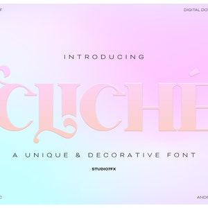 Cliché TTF フォント、花柄装飾フォント、モダンフォント、ProCreate フォント、ブランディングフォント、Cricut フォント、ブラシフォント、デザイナータトゥーフォント、DIY ギフト