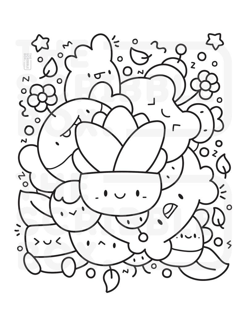 Printable Doodle Characters Coloring Page for Kids and Adults - Etsy