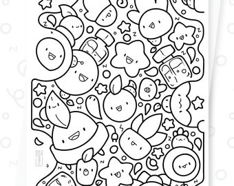 Printable Doodle Coloring Page for Kids and Adults