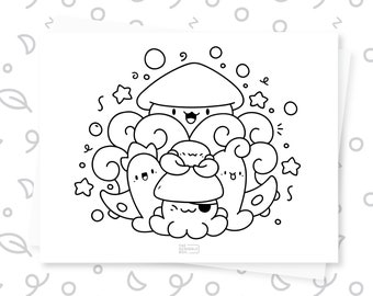 Printable Squid Doodle Characters Coloring Page for Kids and Adults