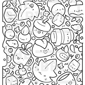Printable Kawaii Doodle Coloring Page for Kids and Adults image 2