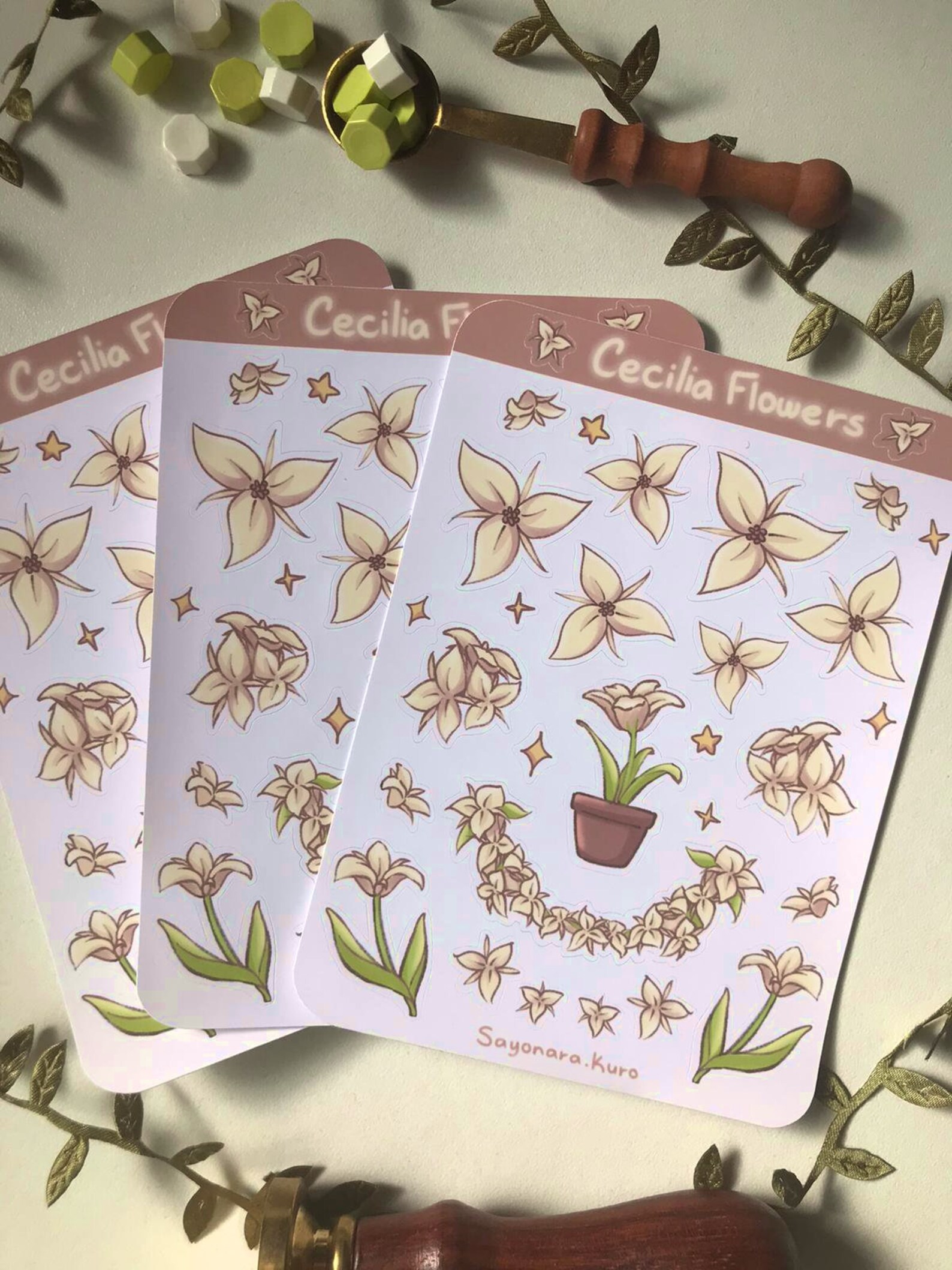 Cecilia Flowers Genshin Impact Kiss Cut Sticker Sheet Etsy