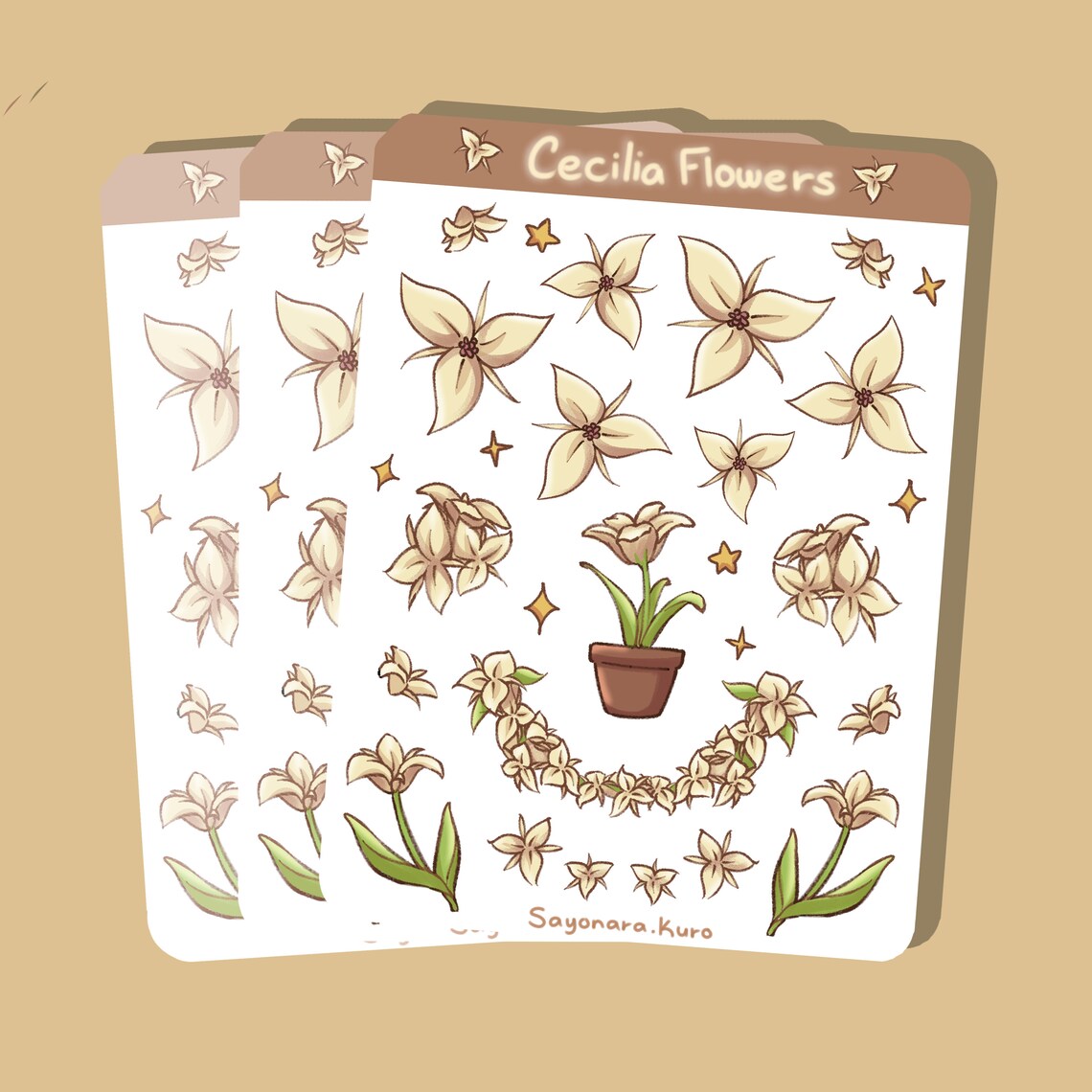 Cecilia Flowers Genshin Impact Kiss Cut Sticker Sheet Etsy