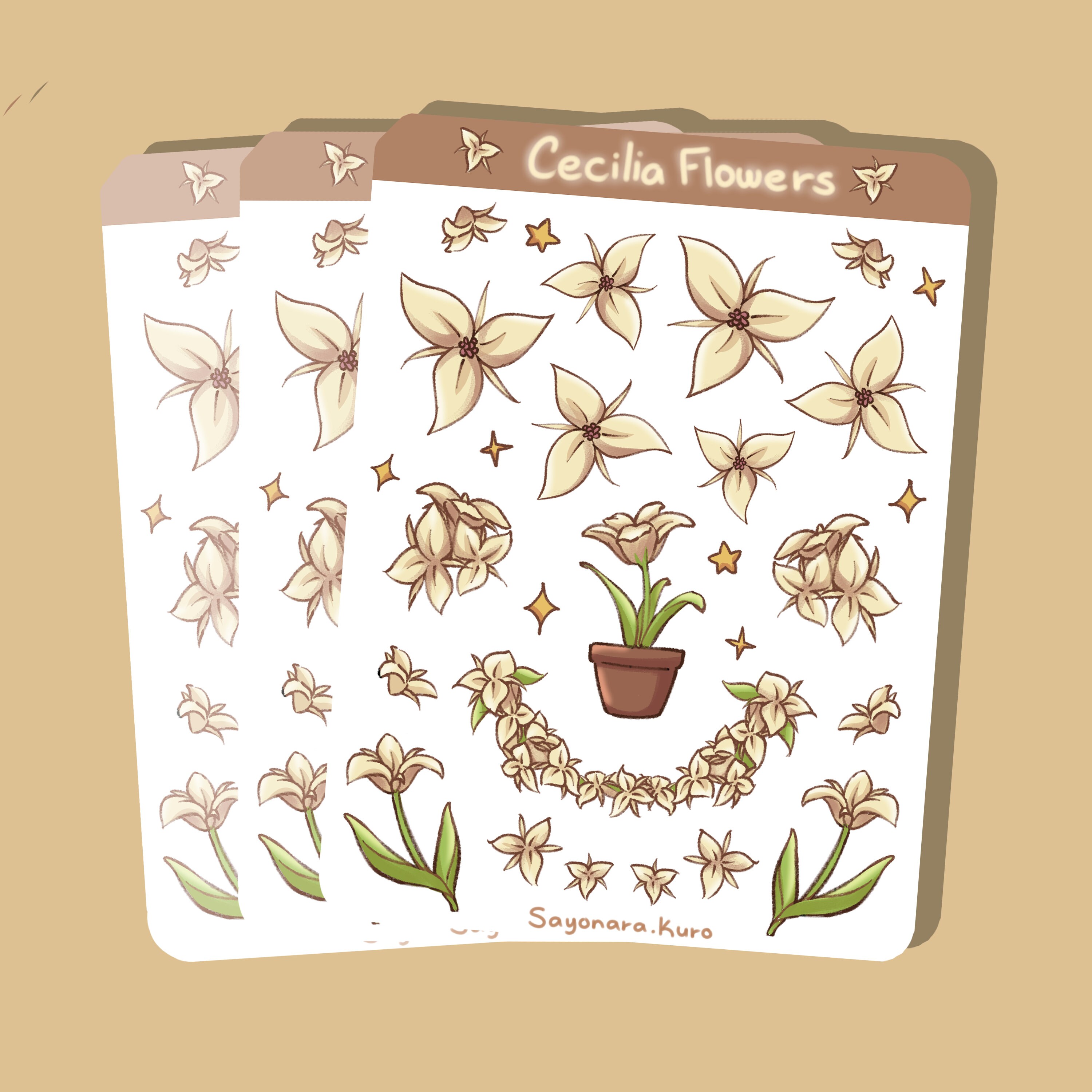 Cecilia Flowers Genshin Impact Kiss Cut Sticker Sheet Etsy