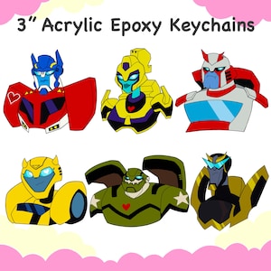 ¡Llaveros con dijes de epoxi gruesos de 3” de Transformers Animated Autobot!