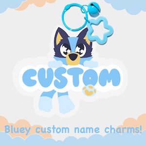 ¡Llaveros de epoxi gruesos de 3” con nombre personalizado Bluey!