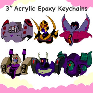 Transformers Animated Decepticon 3” Chunky Epoxy Keychain Charms!