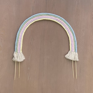 Double Rainbow Macrame Cake Topper, Boho Rainbow Birthday Party Cake Decoration, LARGE Custom Made for 2 Cakes, Macrame Rainbow Cake Topper