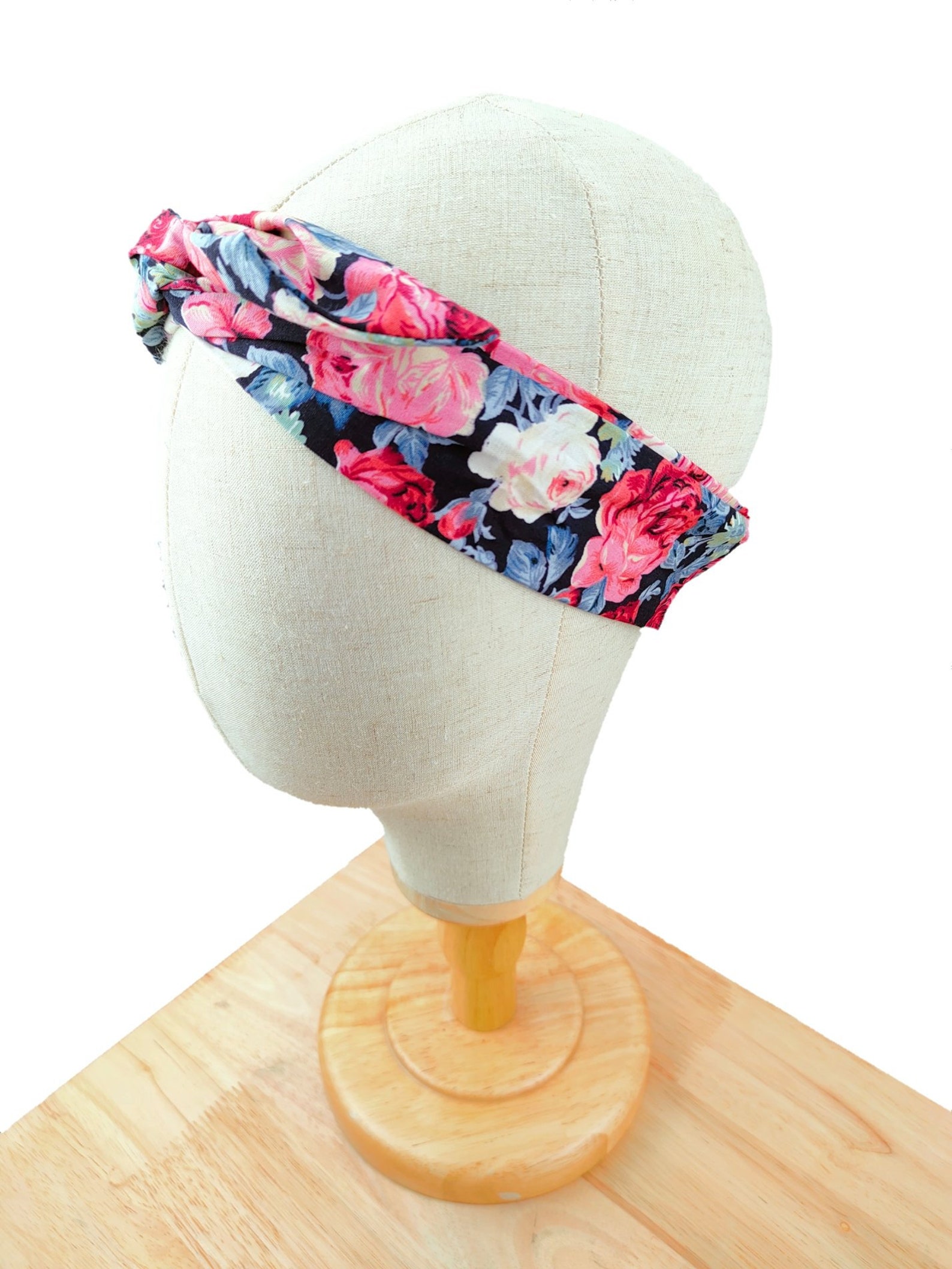 Black Rose Flower Wired Headband Etsy