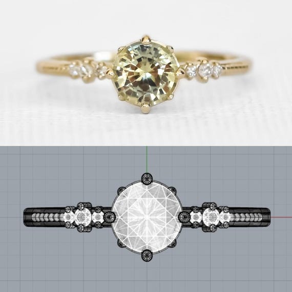 Solitaire Engagement Ring CAD File: 5.5mm Round Cut, 3D Printable (Digital Download)