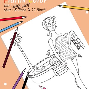 Swimming Pool Classic Doll Coloring Page/jpgpdf/barbie Girl - Etsy
