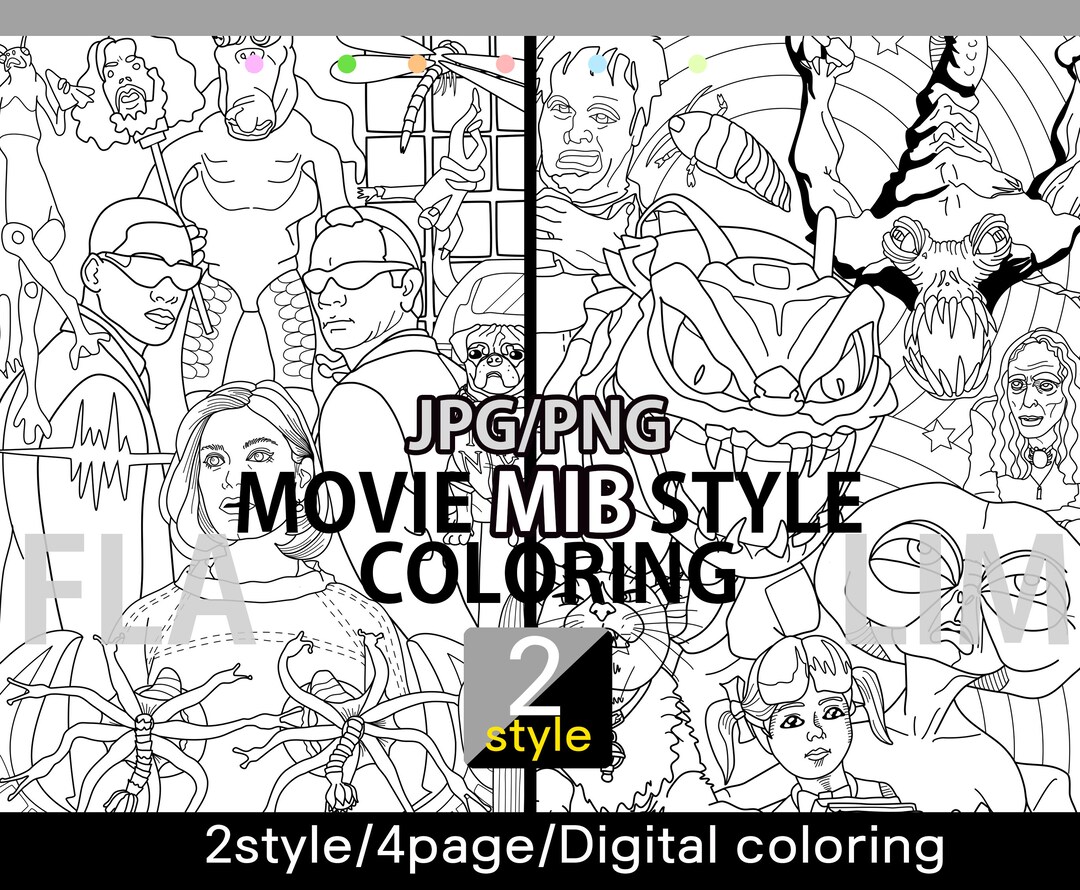 Movie MIB Style Coloring Page/jpg/png/digital/men in Black/will Smith
