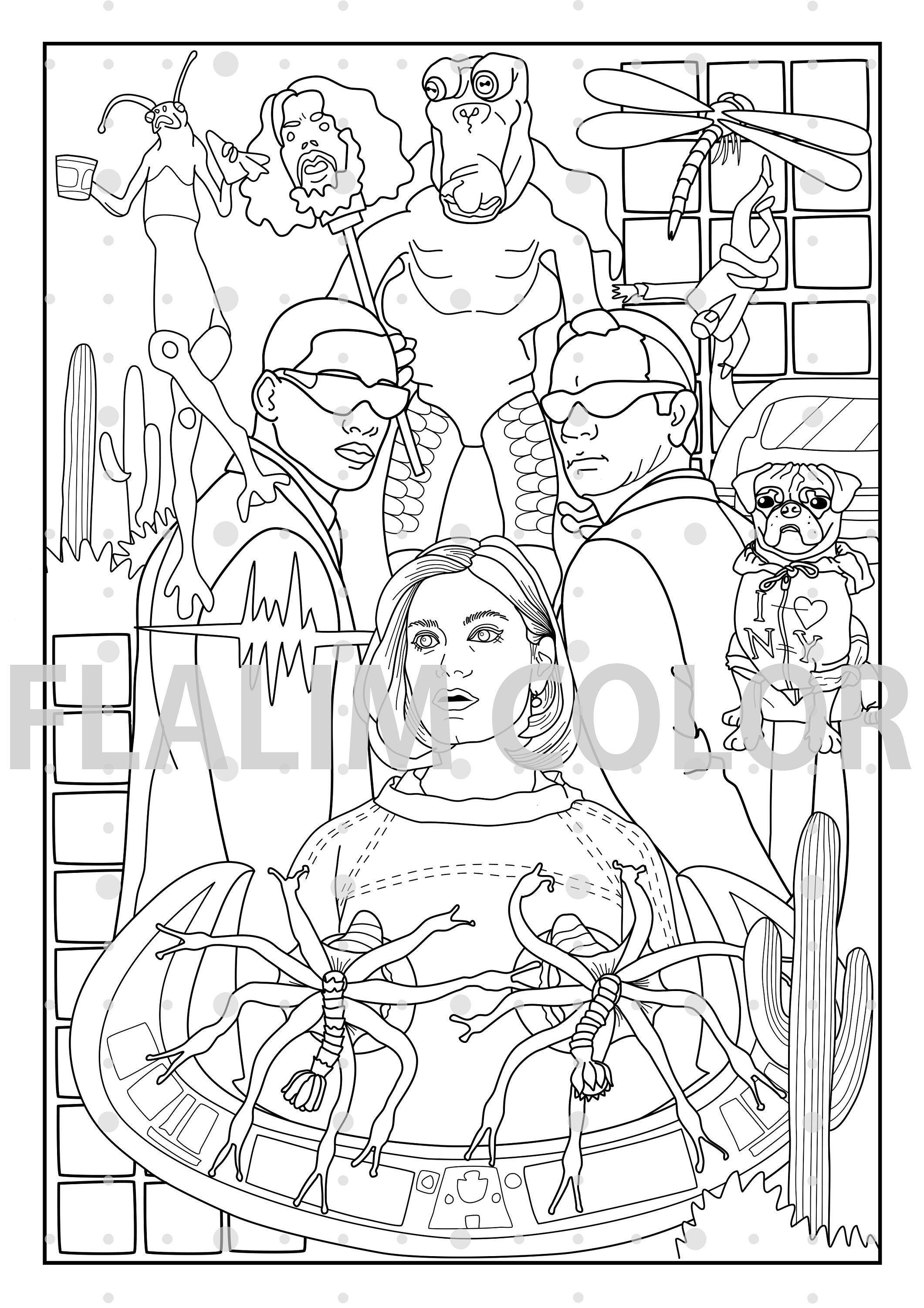Movie MIB Style Coloring Page/jpg/png/digital/men in Black/will Smith
