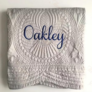 Personalized Baby Quilt Blanket with Embroidered Name, Custom Newborn Heirloom Blanket, Monogrammed Cotton Blanket, Baby Shower Gift
